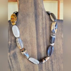 STUNNING LARGE JASPER STONE NECKLACE STERLING SILVER TOGGLE CLASP (006NECK)